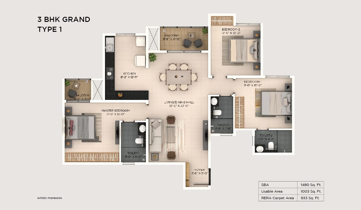 3 BHK Floor Plan